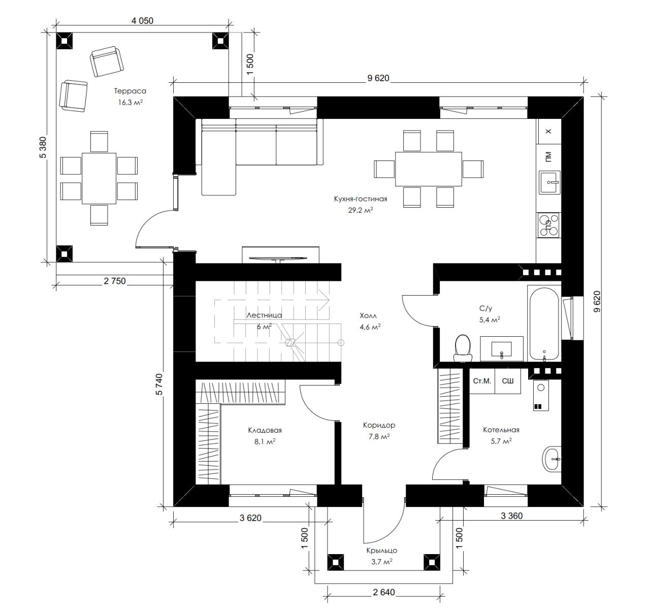 Двухэтажный дом 155 м² <br> Арт. 2.218 под ключ – фото, цены и планировки